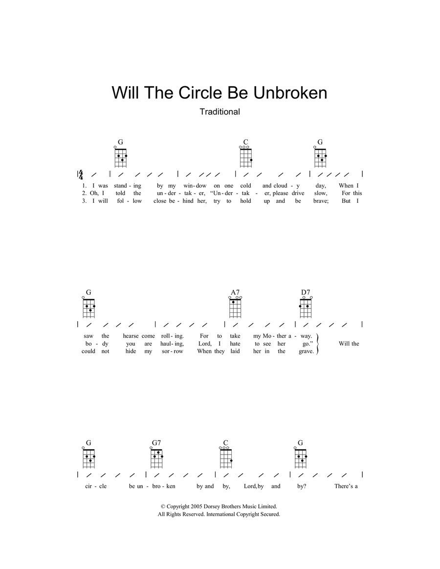 Will The Circle Be Unbroken Easy Guitar scores gallery preview page 1