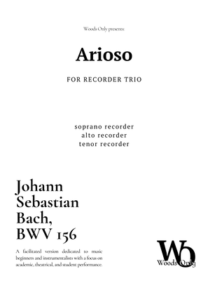 Book cover for Arioso by Bach for Recorder Trio