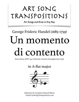 Book cover for HANDEL: Un momento di contento (transposed to A-flat major)