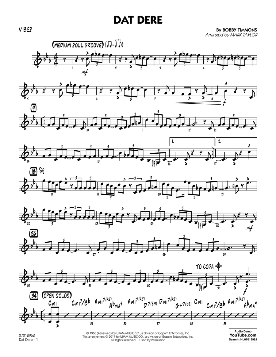 Dat Dere - Vibes Jazz Ensemble scores gallery preview page 1