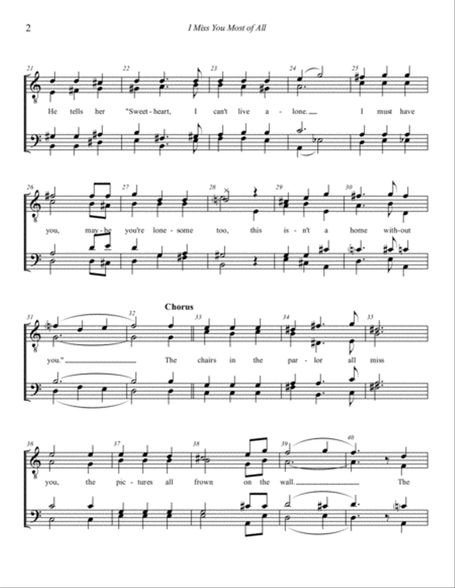 I Miss You Most of All TTBB scores gallery preview page 2
