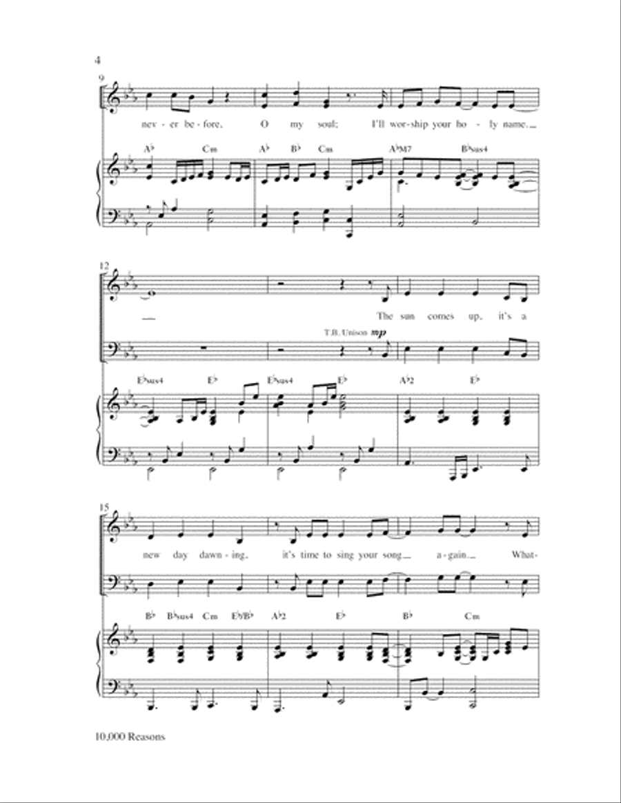 10,000 Reasons (Bless the Lord) 4-Part scores gallery preview page 4