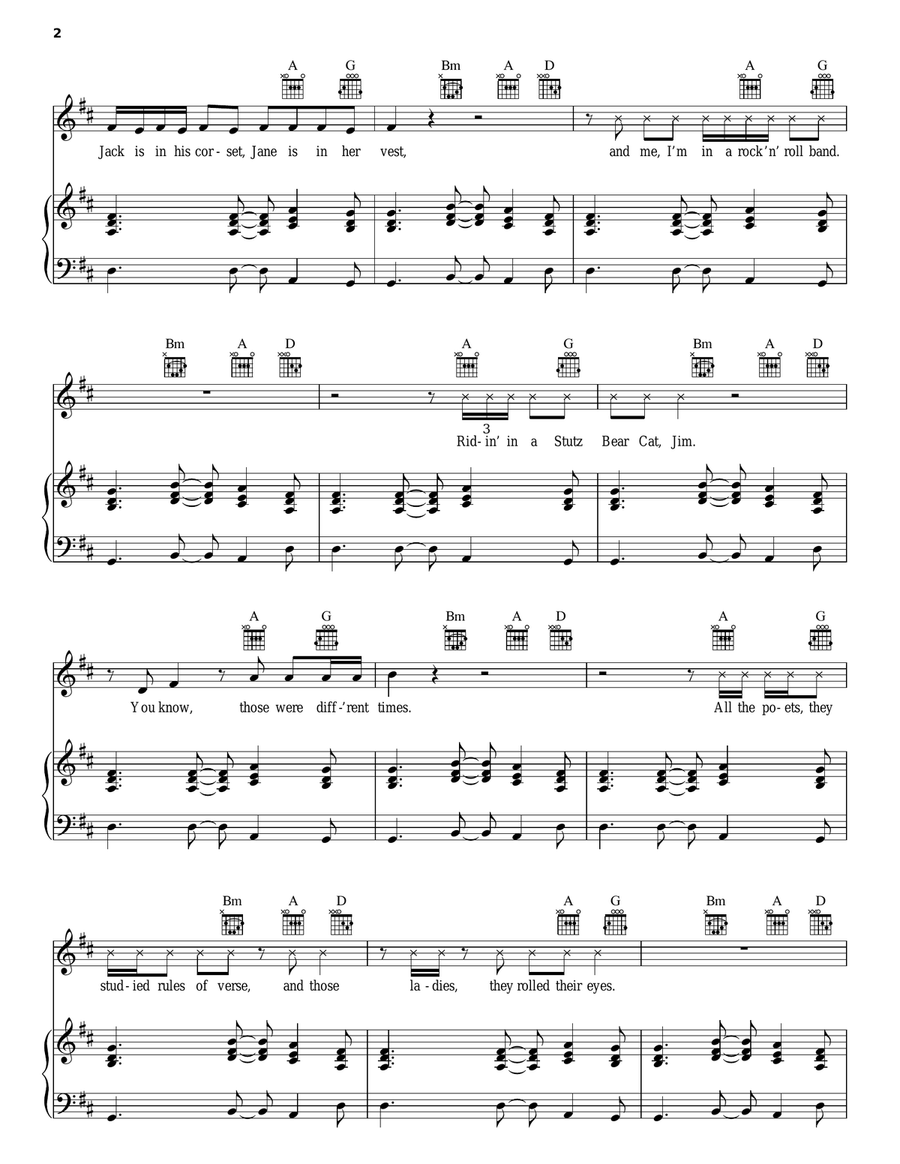 Sweet Jane Piano, Vocal, Guitar scores gallery preview page 2