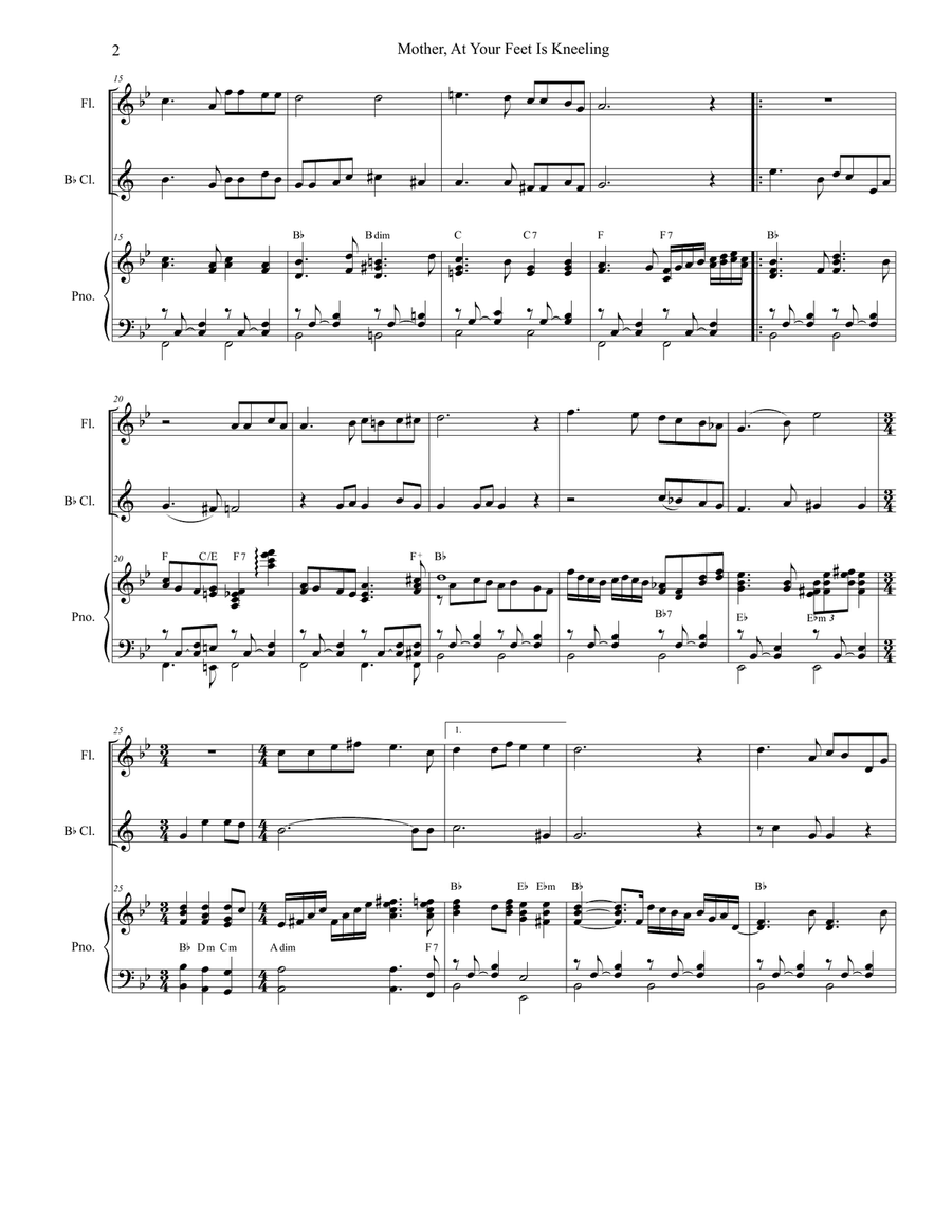 Mother At Your Feet Is Kneeling Woodwind Duet scores gallery preview page 2