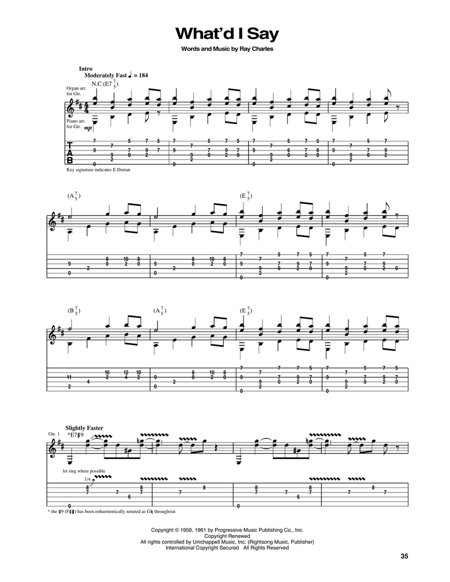 What'd I Say Guitar Tablature scores gallery preview page 1