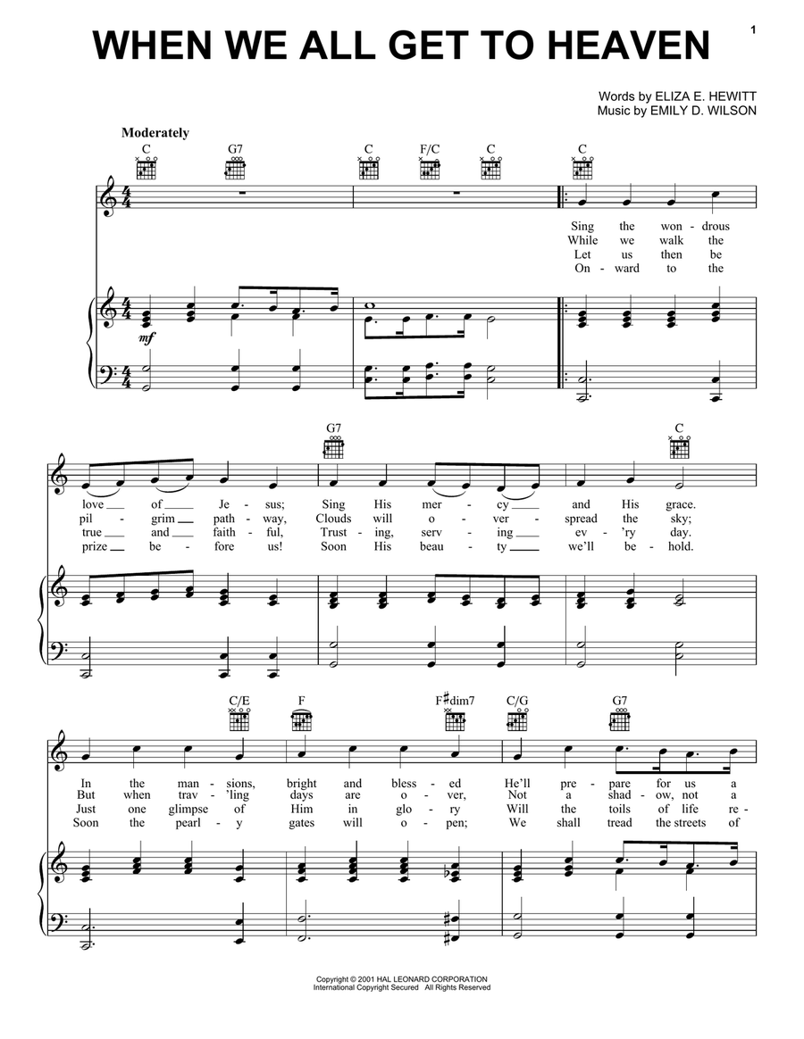 When We All Get To Heaven Piano, Vocal, Guitar scores gallery preview page 1