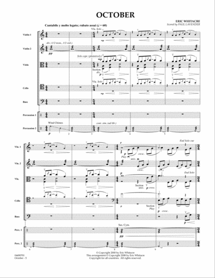 October - Full Score (arr. Paul Lavender) Orchestra scores gallery preview page 1