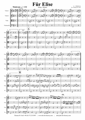 For Elise - Ludwig van Beethoven - String Quartet