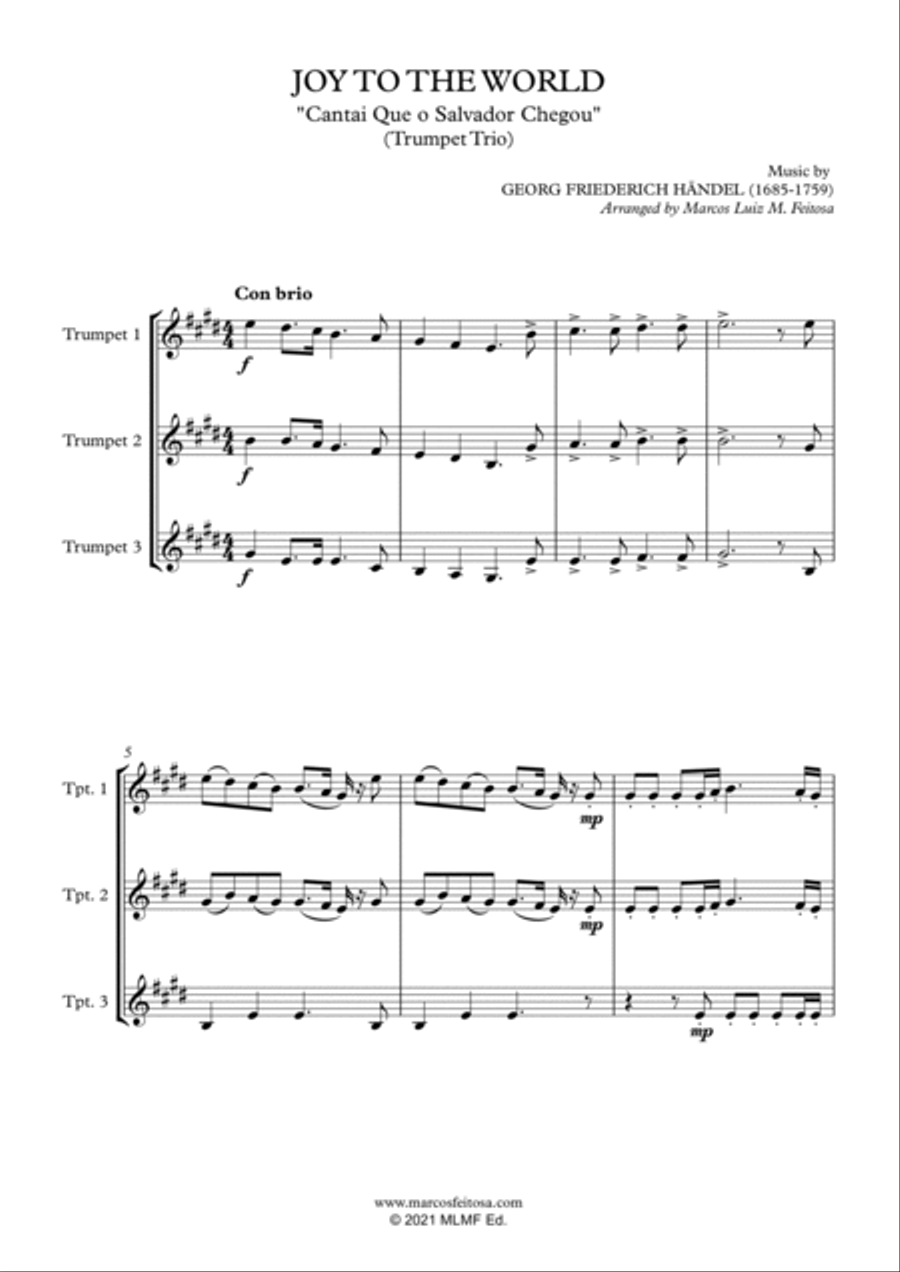 Joy To The World (Cantai Que o Salvador Chegou) - Trumpet Trio Trumpet Trio scores gallery preview page 3