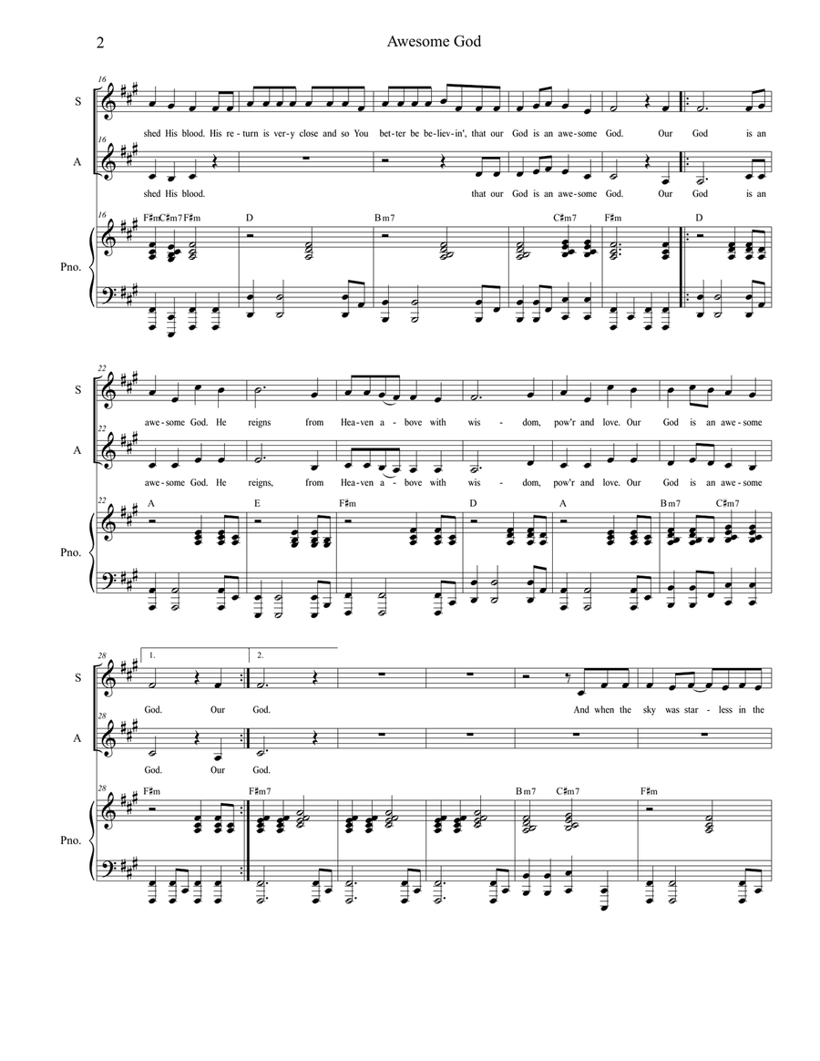 Awesome God Awesome God Alto Voice scores gallery preview page 2