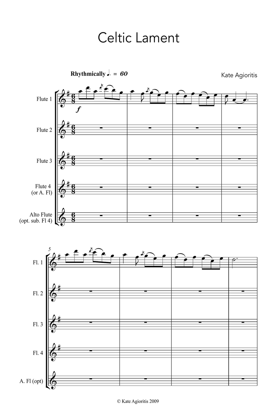 Celtic Lament - for Flute Quartet Flute Quartet scores gallery preview page 3
