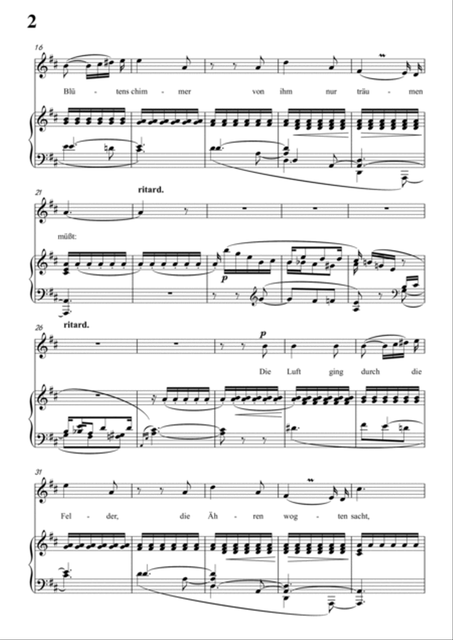Schumann-Mondnacht in D Major for Voice and Piano Voice Solo scores gallery preview page 3