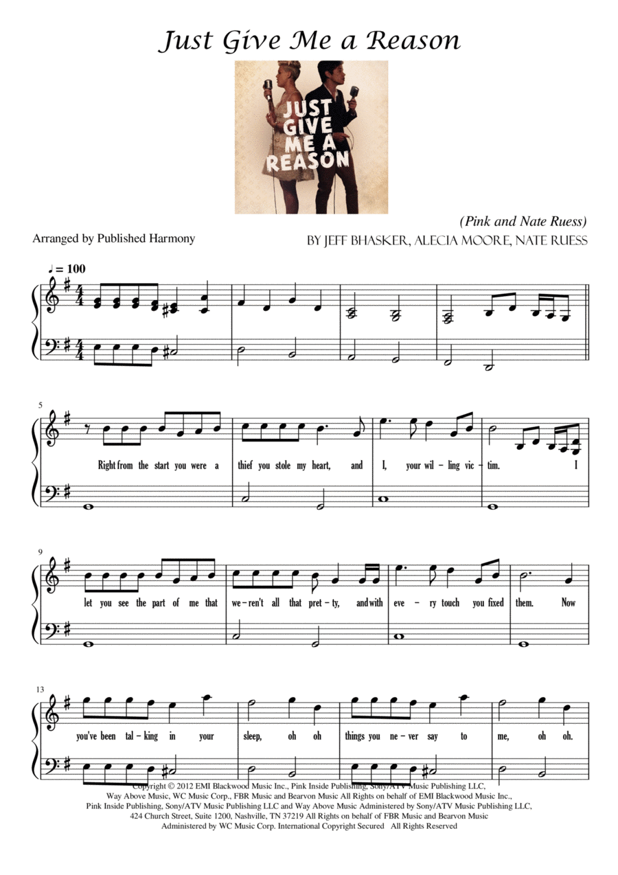 Just Give Me A Reason Just Give Me A Reason Voice scores gallery preview page 1