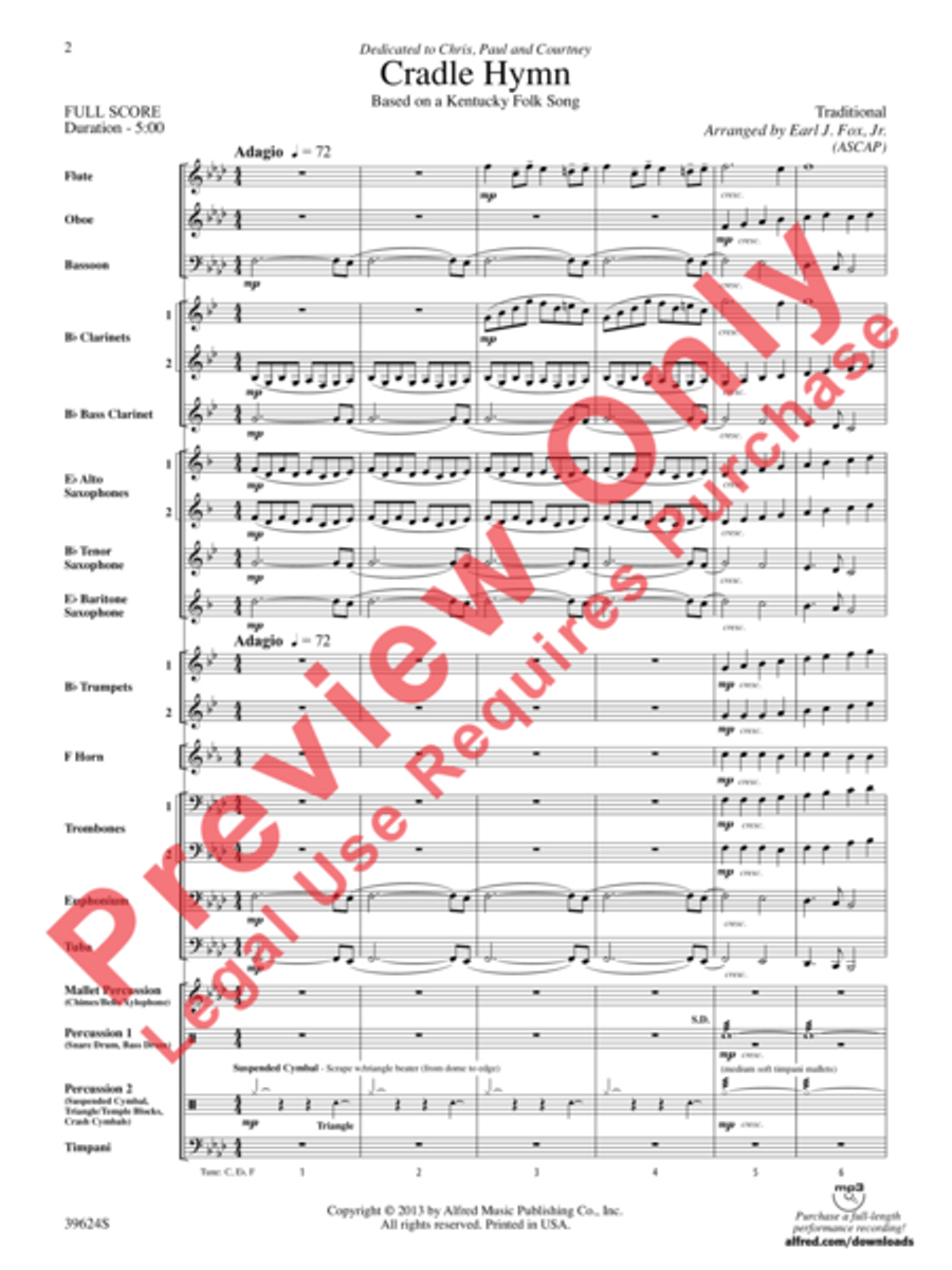 Cradle Hymn Concert Band scores gallery preview page 3