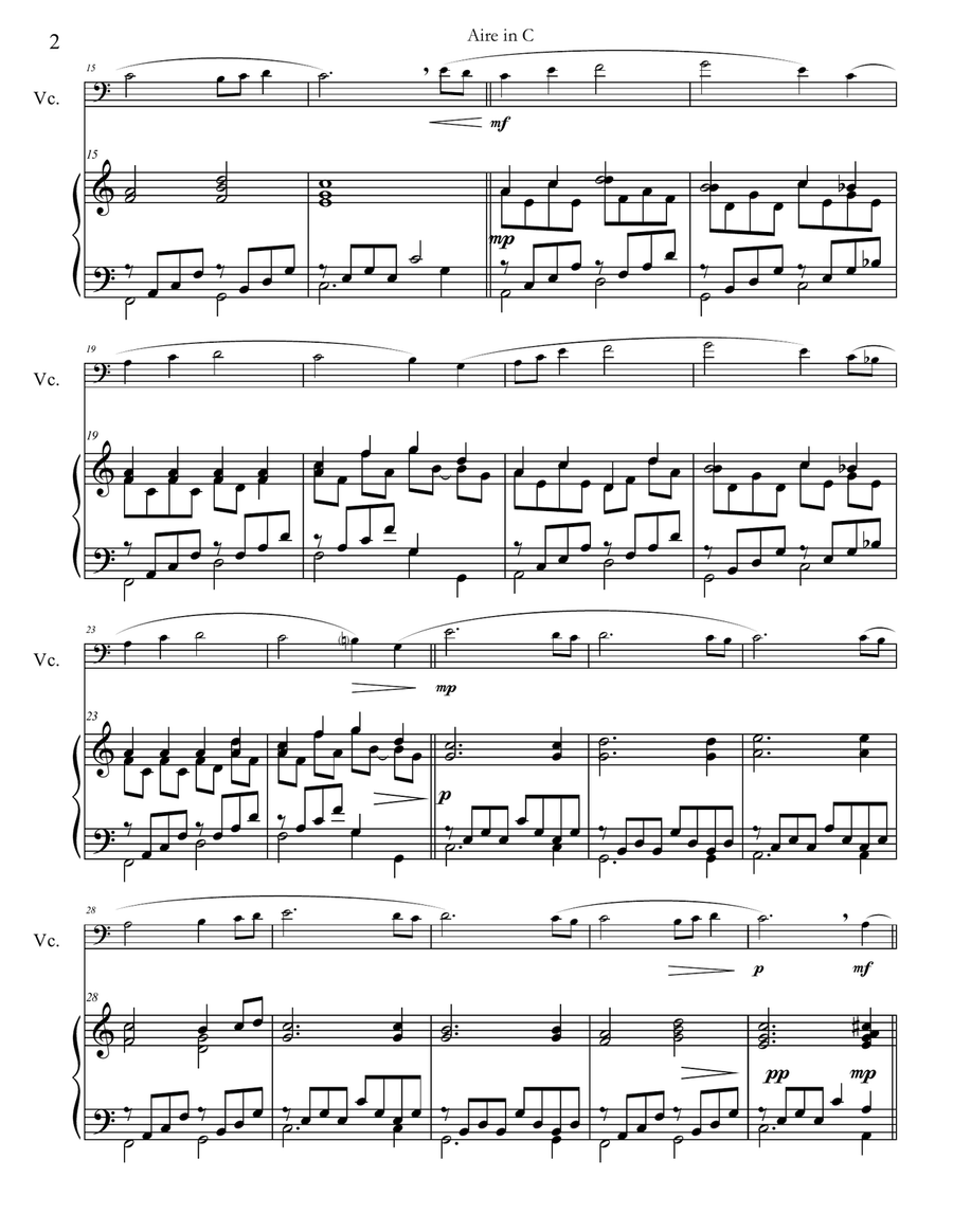 3 Aires for Cello and Piano Piano scores gallery preview page 2