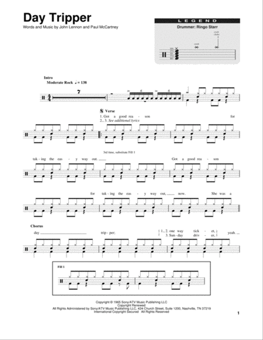 Day Tripper Drum Set scores gallery preview page 1