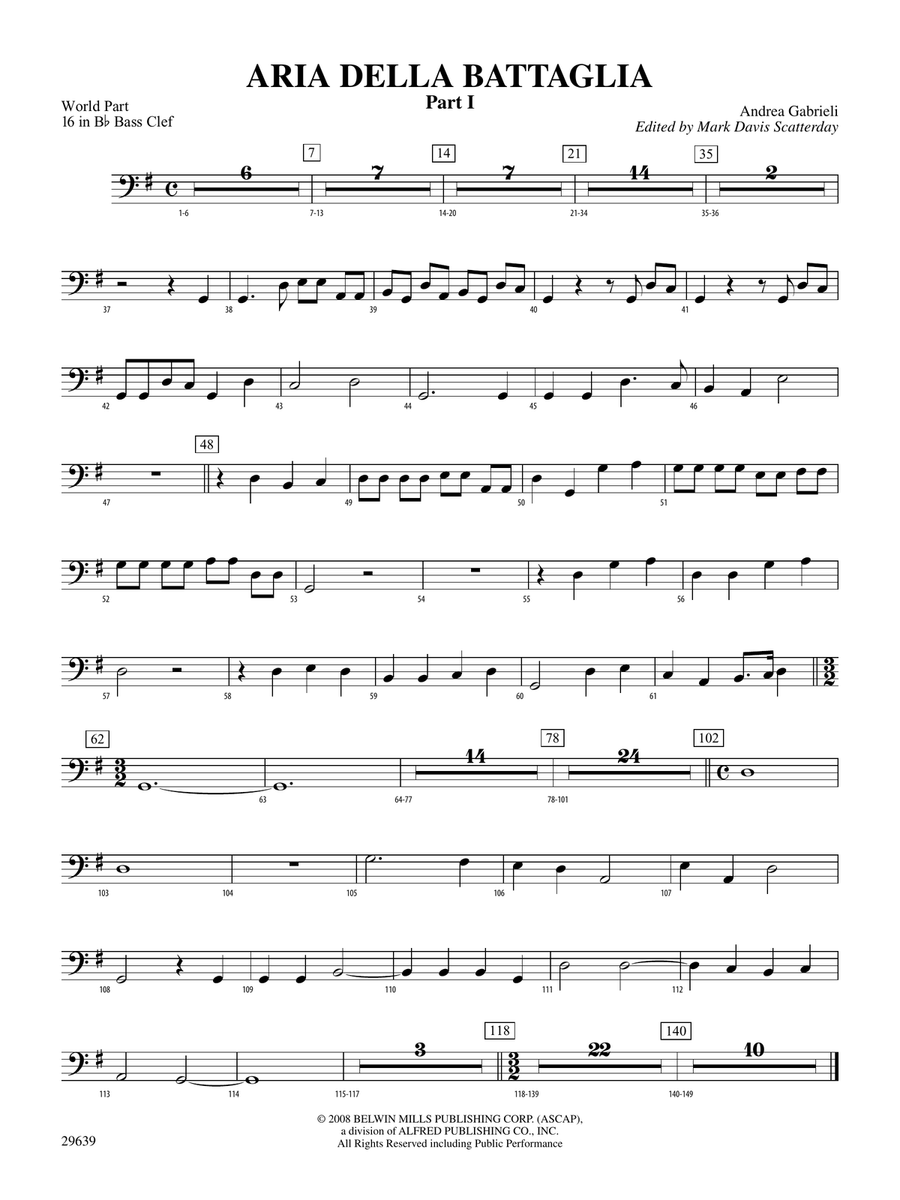 Aria Della Battaglia: (World Part) 16 in Bb Bass Clef