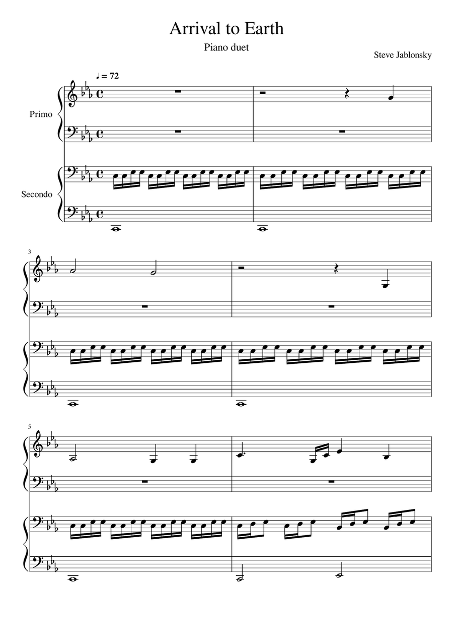 Transformers: Arrival To Earth Easy Piano scores gallery preview page 1