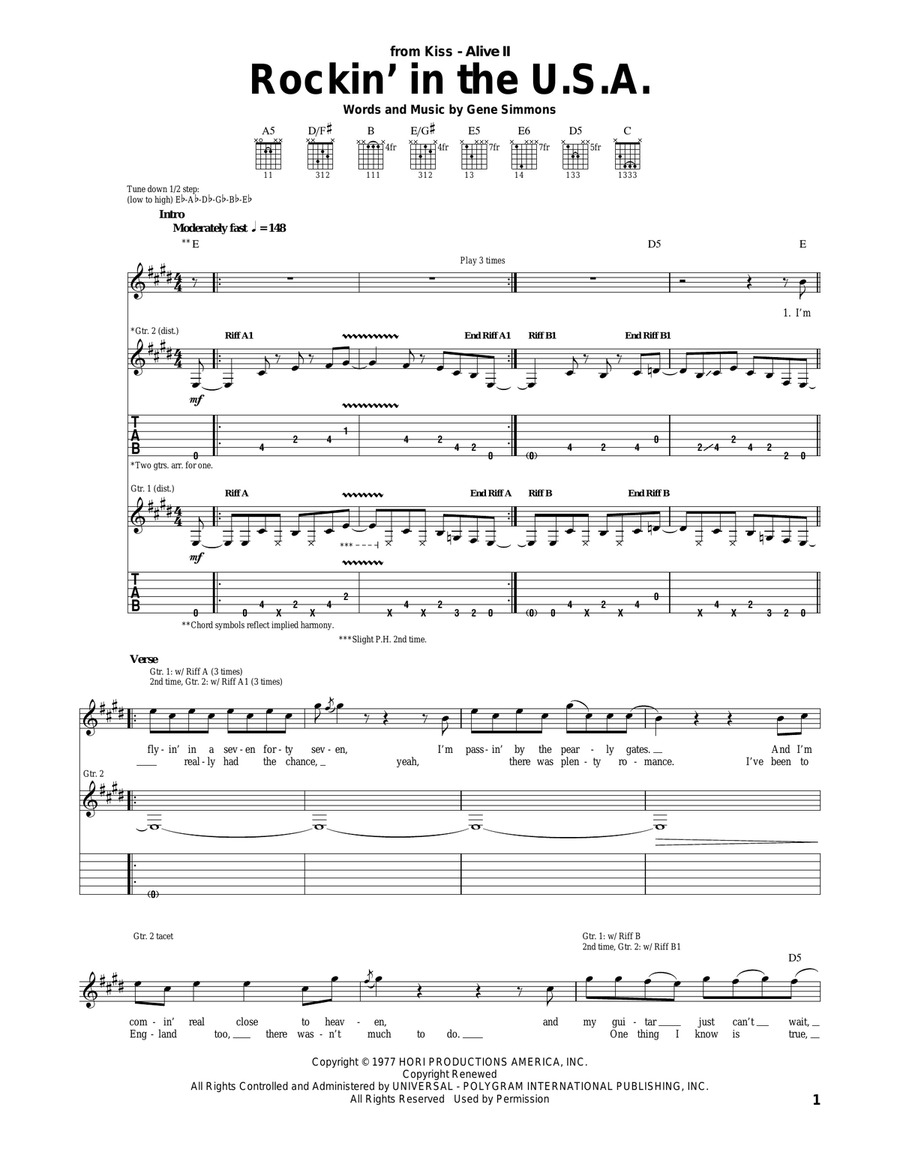 Rockin' In The U.S.A. Acoustic Guitar scores gallery preview page 1