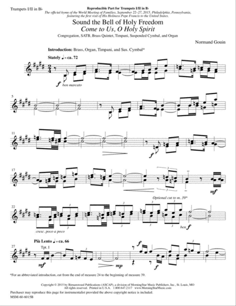 Sound the Bell of Holy Freedom: Come to Us, O Holy Spirit Choir scores gallery preview page 6