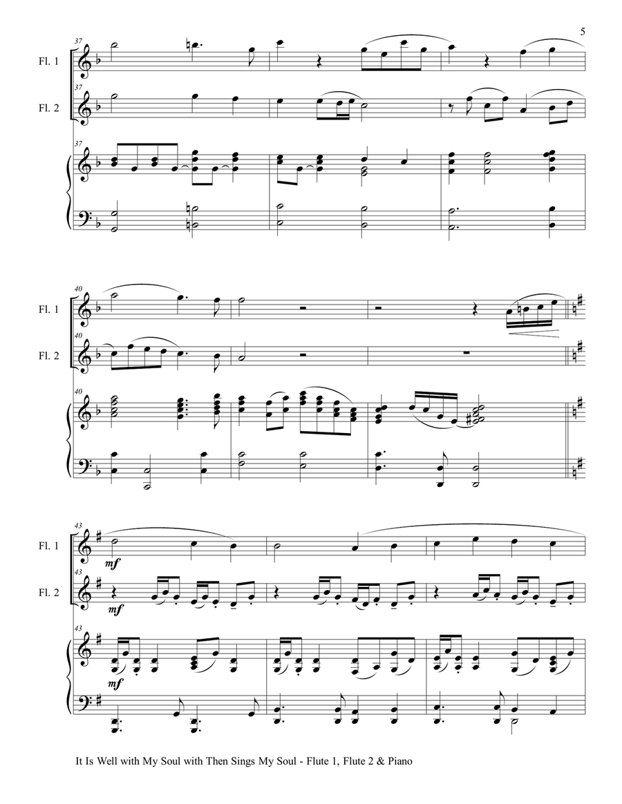 IT IS WELL WITH MY SOUL with THEN SINGS MY SOUL (Trio – Flute 1 & Flute 2 with Piano) Score and Part