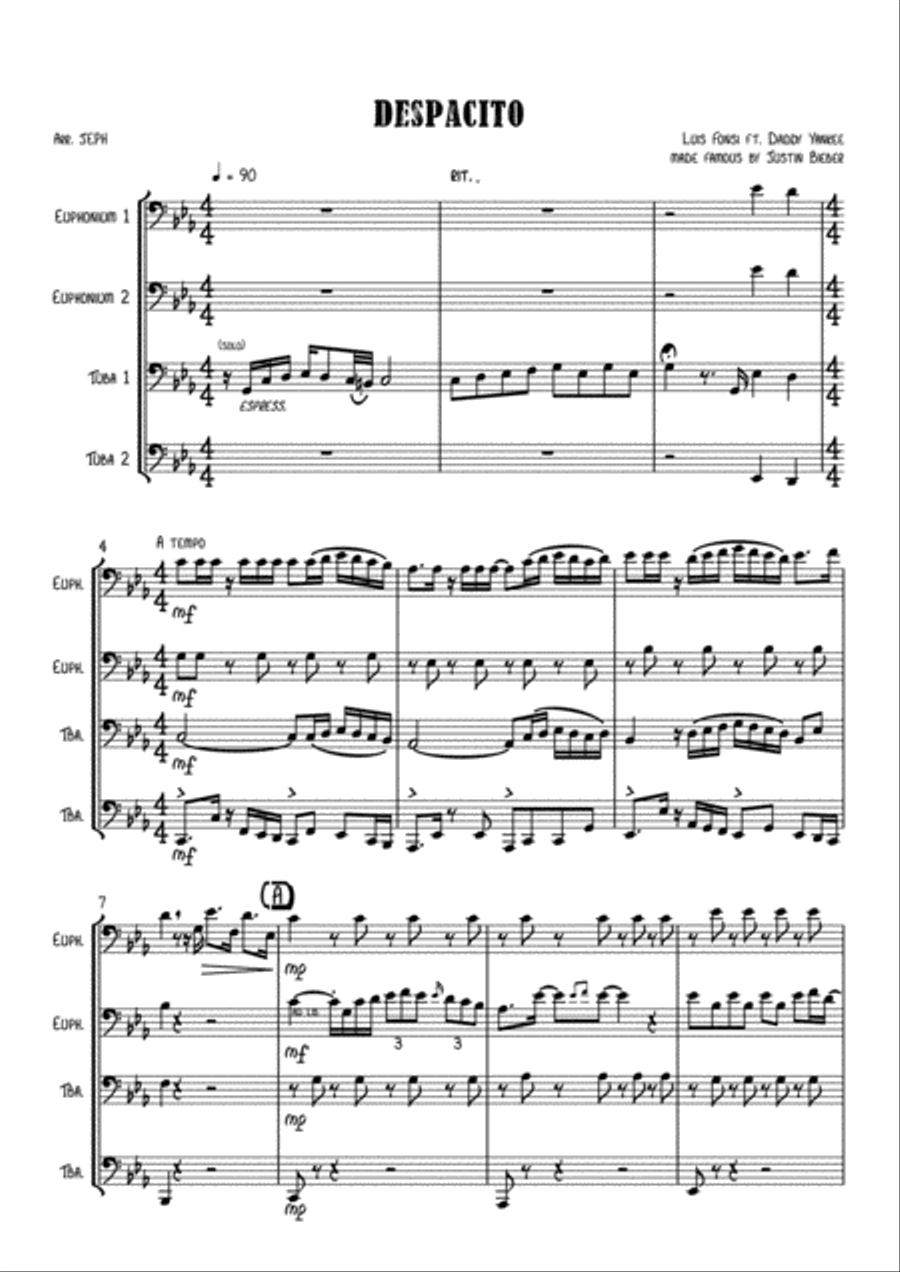 Despacito Brass Ensemble scores gallery preview page 1