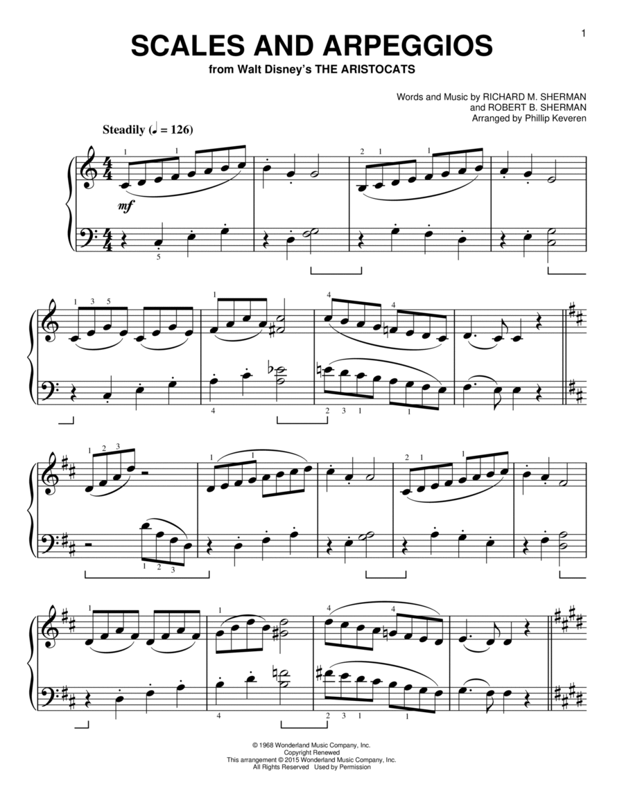 Scales And Arpeggios [Classical version] (from The Aristocats) (arr. Phillip Keveren) Easy Piano scores gallery preview page 1