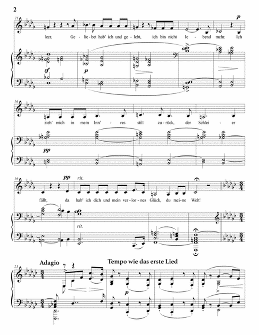 SCHUMANN: Nun hast du mir der ersten Schmerz gethan, Op. 42 no. 8 (transposed to B-flat minor)