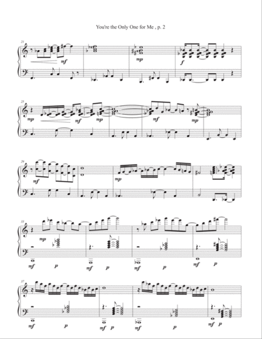 You're the Only One for Me (solo piano) Piano Solo scores gallery preview page 2