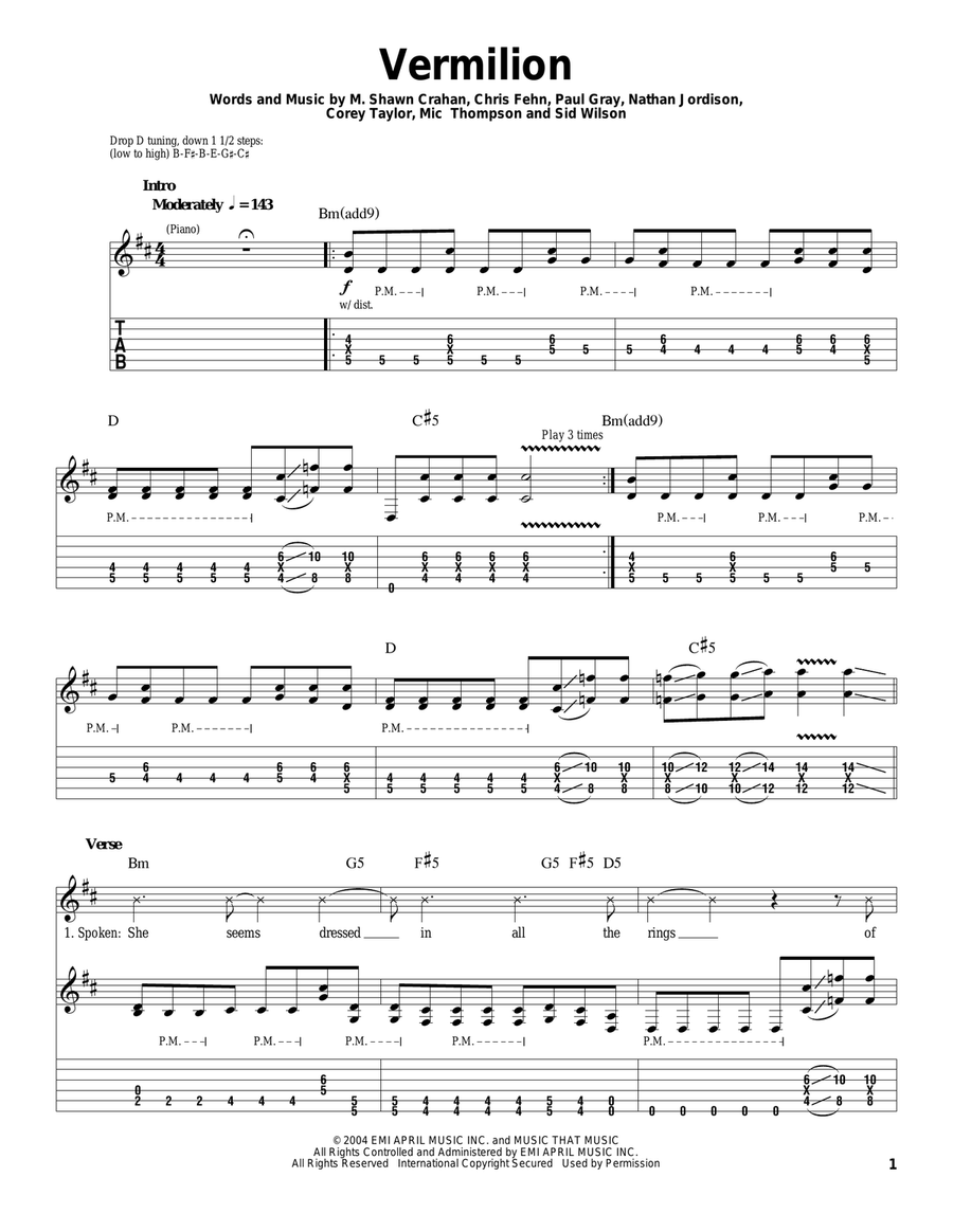 Vermilion Electric Guitar scores gallery preview page 1