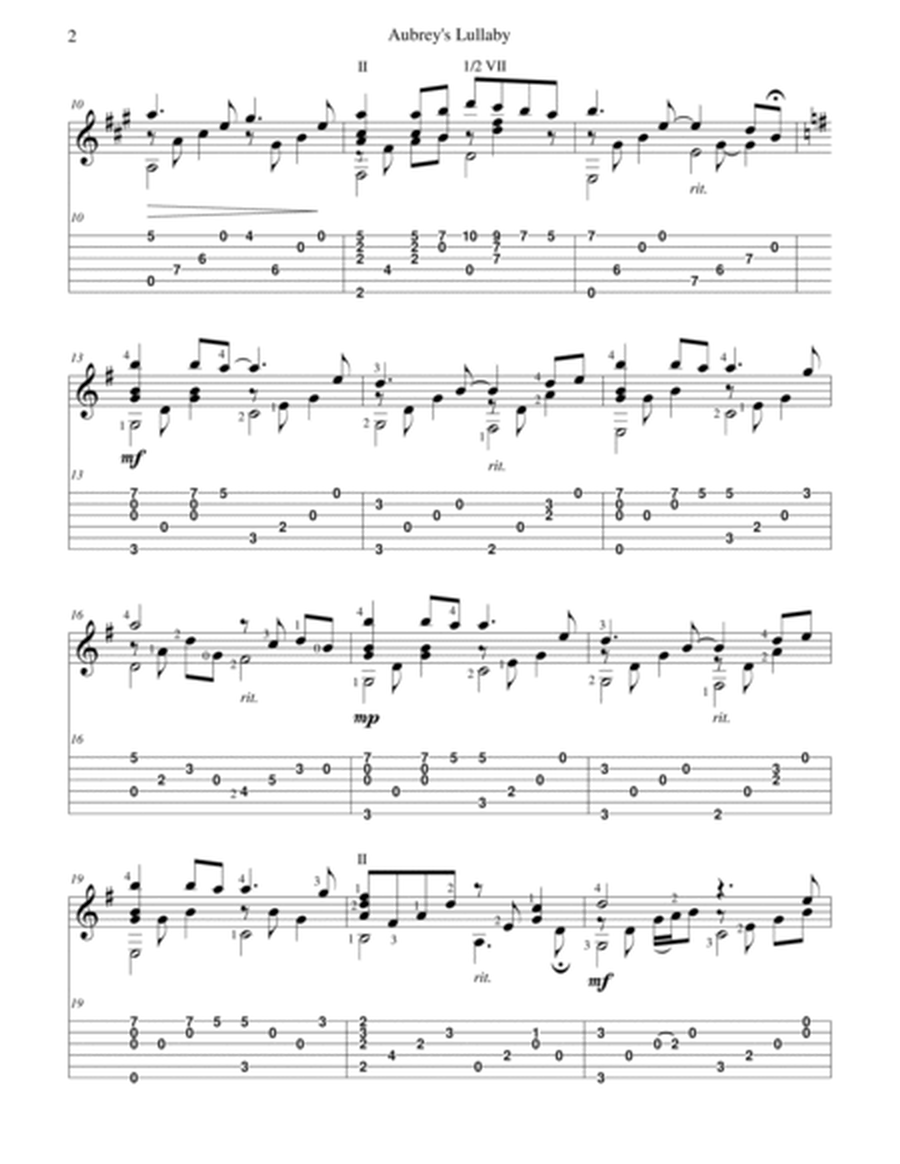 "Aubrey's Lullaby" for solo classical fingerstyle guitar (+TAB) image number null