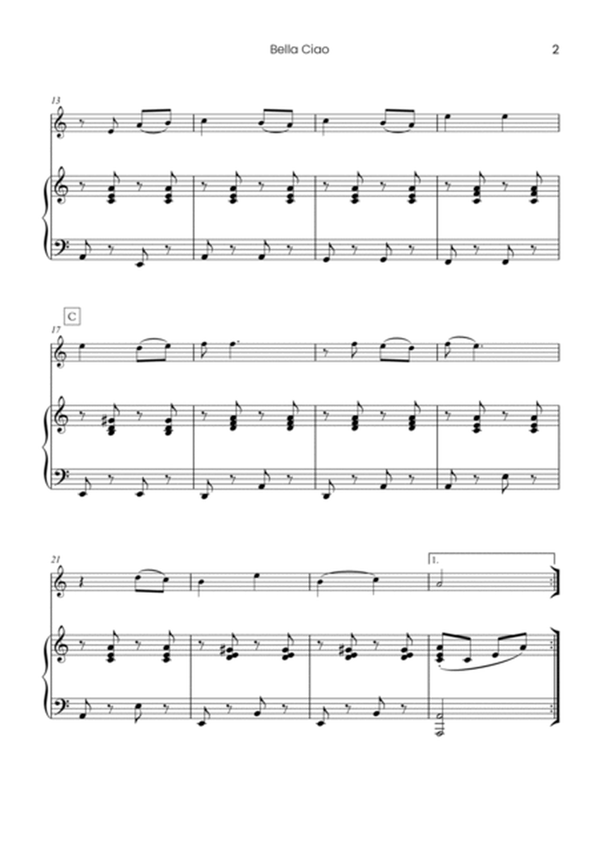 Bella Ciao - Solo violin and piano accompaniment (Easy) image number null