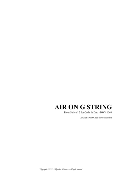 AIR ON G STRING - Arr. for SATB Choir in vocalization, or any ensemble in C image number null