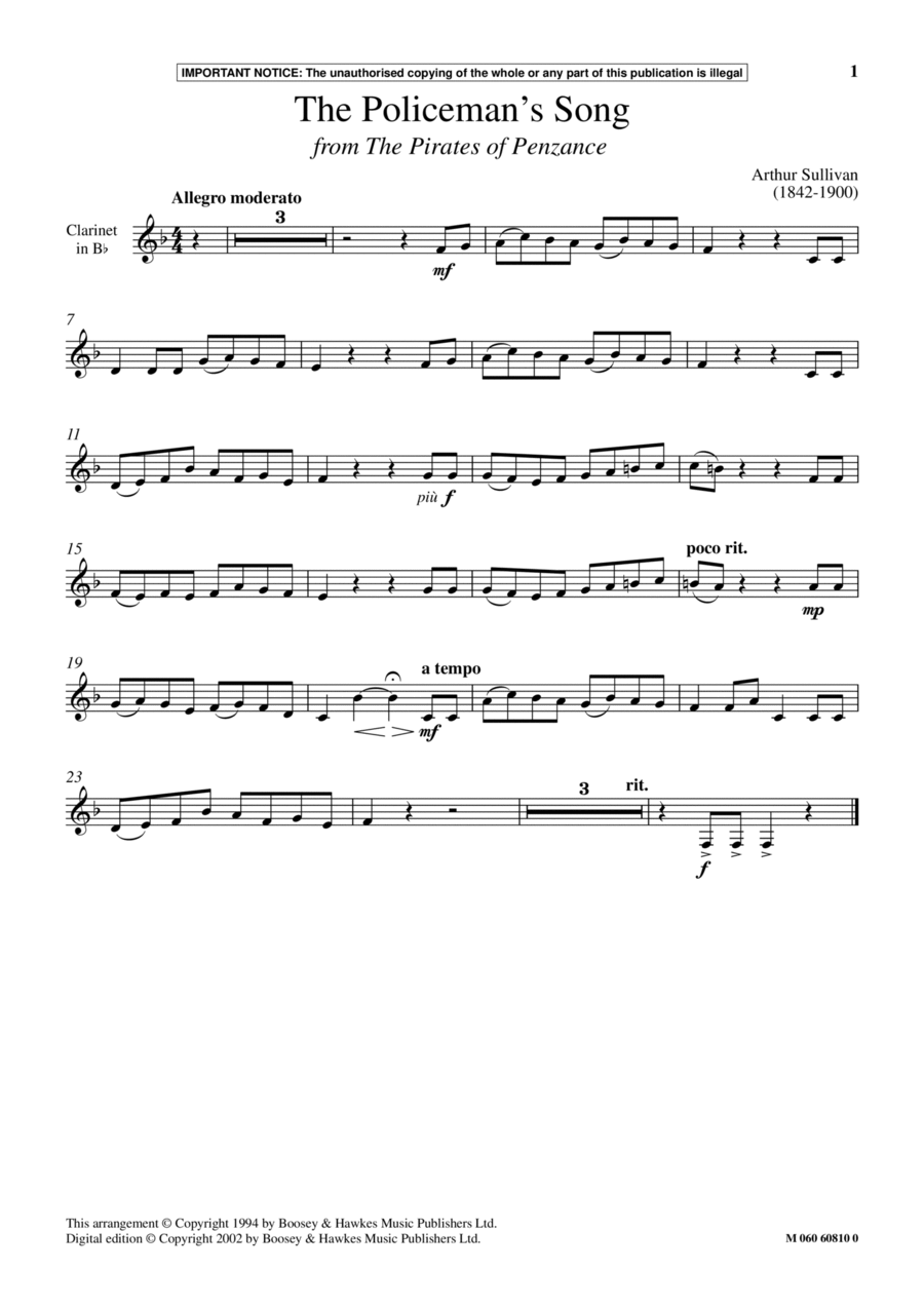 The Policeman's Song (from The Pirates Of Penzance) Part scores gallery preview page 1