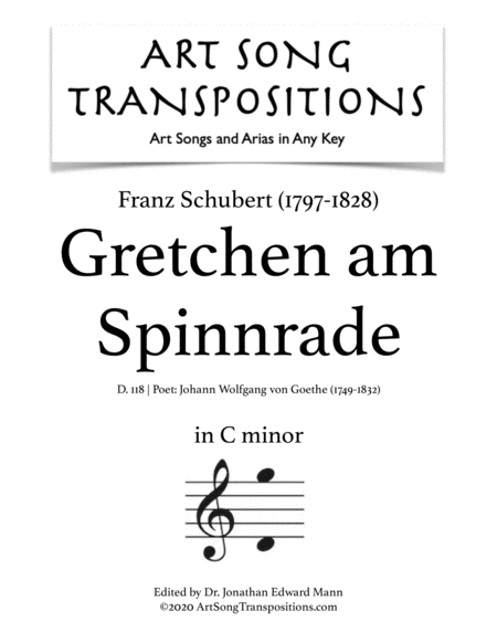 SCHUBERT: Gretchen am Spinnrade, D. 118 (transposed to C minor)