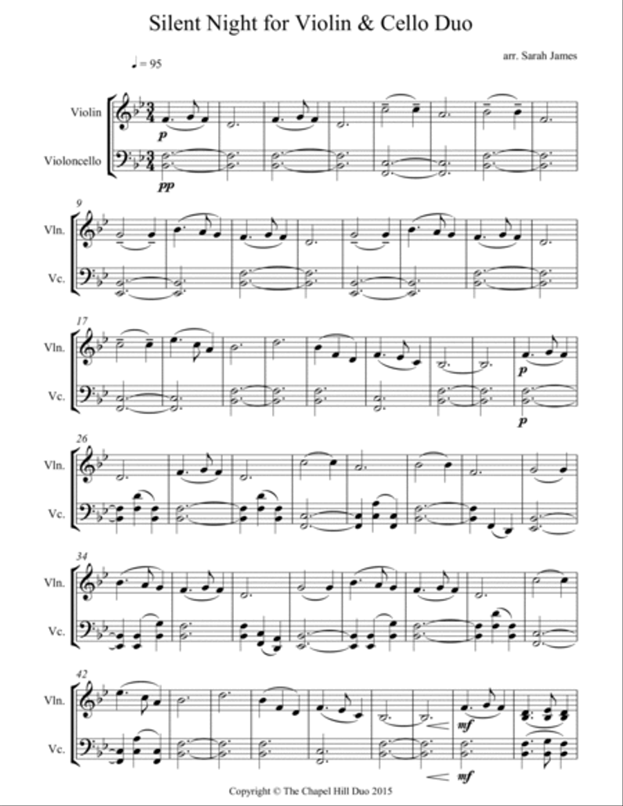Silent Night - Full Length Violin & Cello Arrangement by The Chapel Hill Duo String Duet scores gallery preview page 2