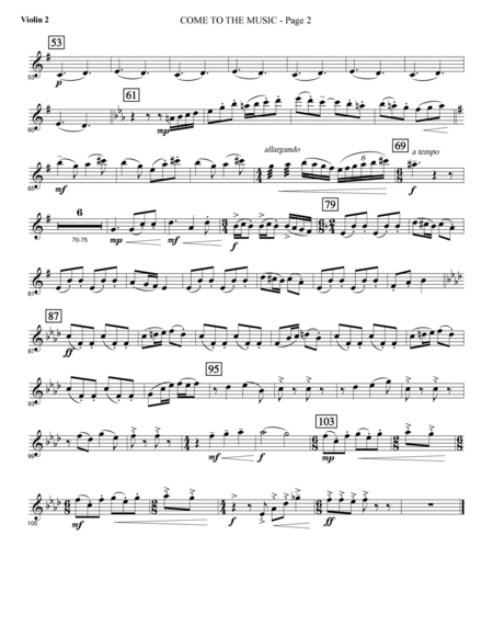 Come to the Music - Violin 2