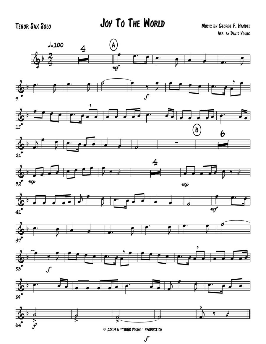 Joy To The World Tenor Saxophone scores gallery preview page 1