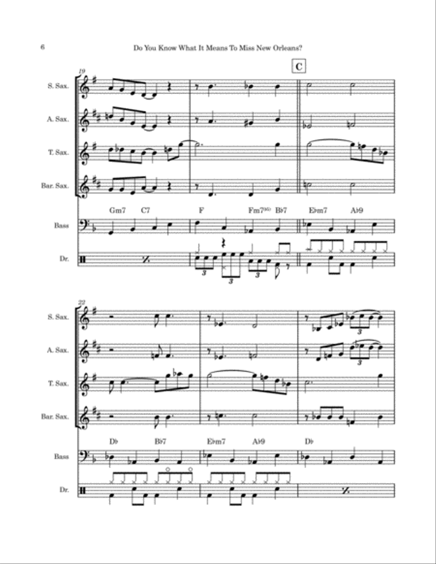 Do You Know What It Means To Miss New Orleans Saxophone Quartet scores gallery preview page 6