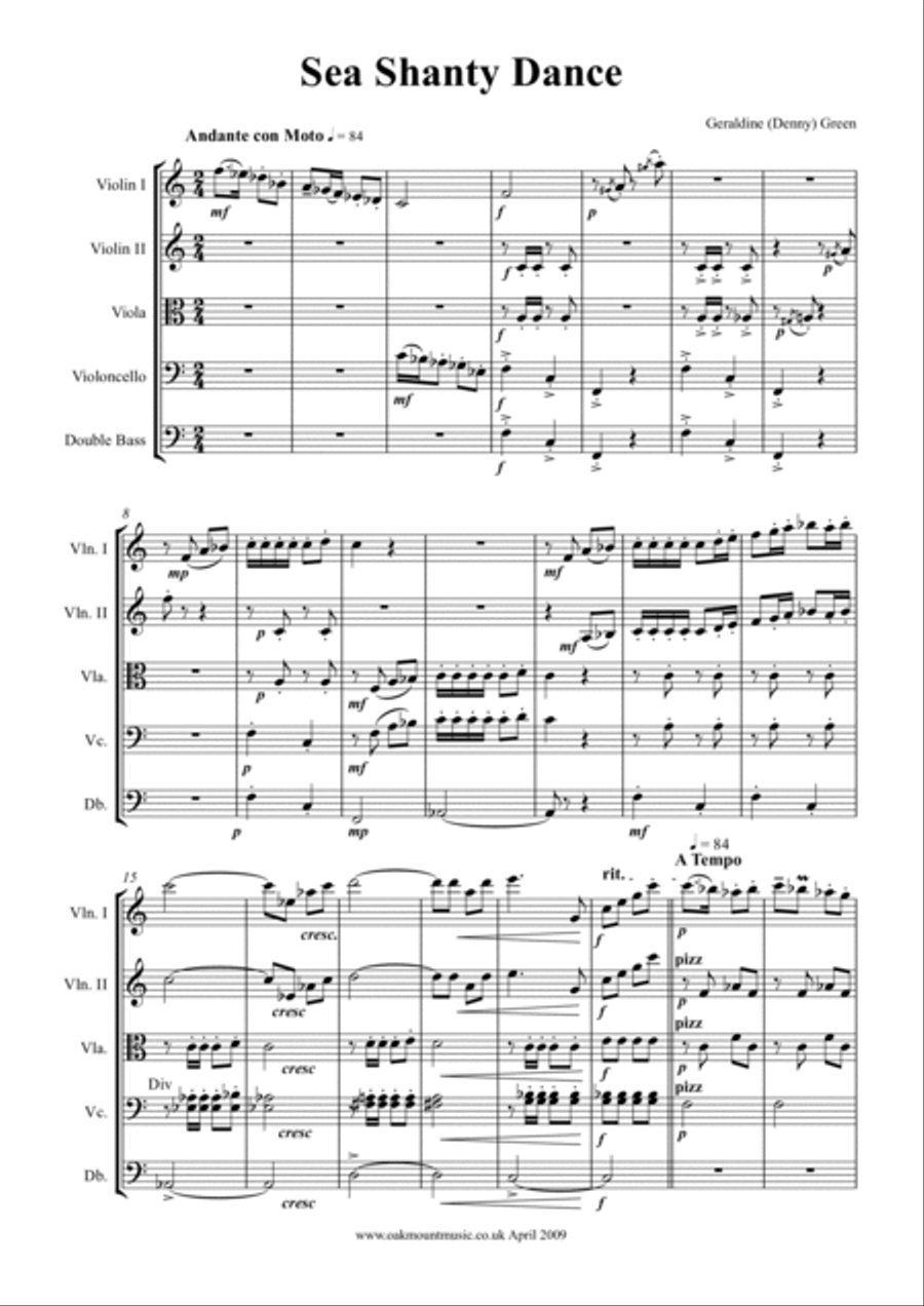 Sea Shanty Dance, for String Orchestra (Standard Arrangement) Chamber Music scores gallery preview page 2
