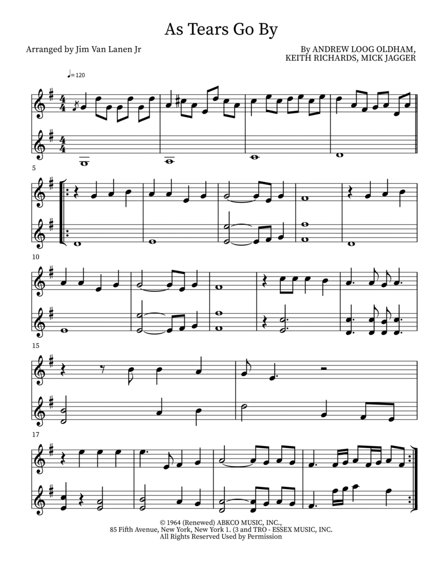 As Tears Go By As Tears Go By Flute scores gallery preview page 1