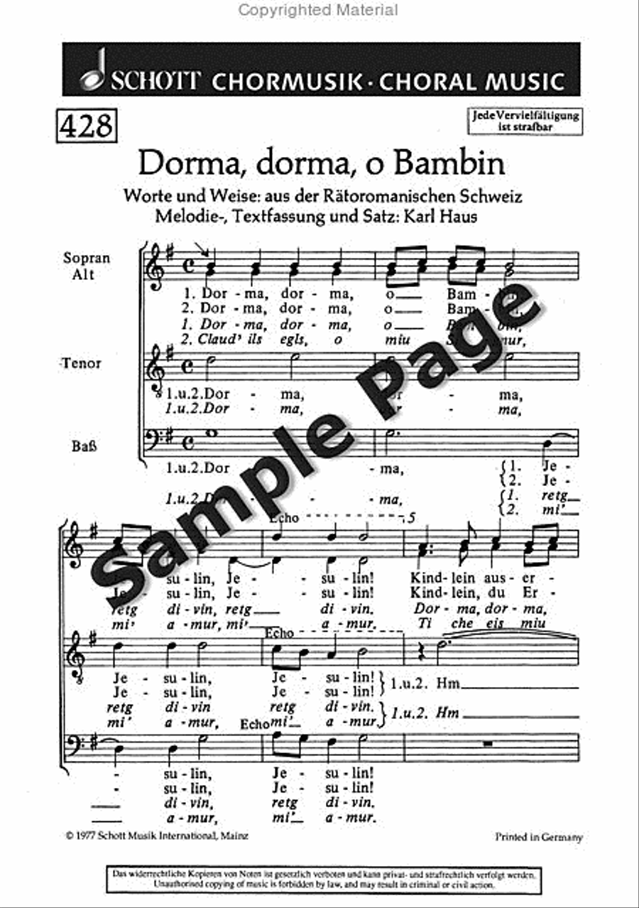 Haus K Dorma Dorma O Bambin (ep) 4-Part scores gallery preview page 2
