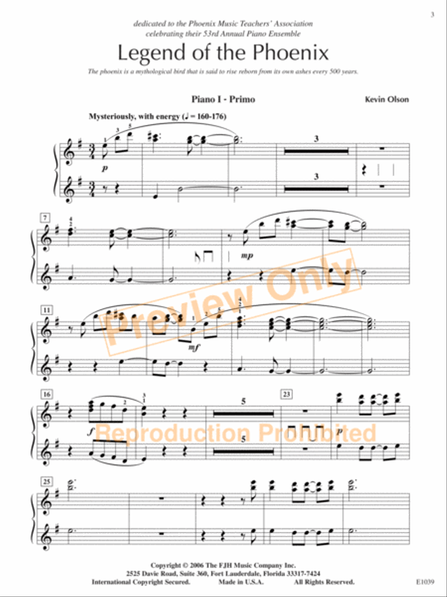 Legend of the Phoenix Piano Solo scores gallery preview page 4