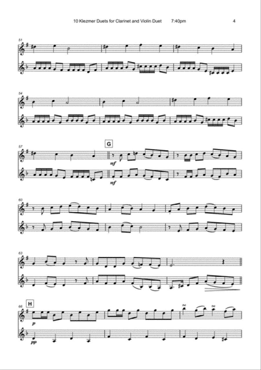 10 Klezmer Duets for Clarinet and Violin Clarinet scores gallery preview page 6