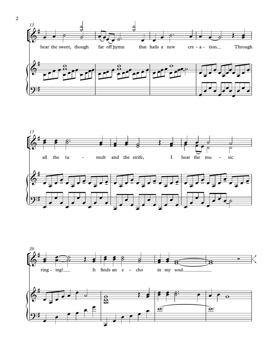 How Can I Keep from Singing - SSAA and piano SSAA scores gallery preview page 2