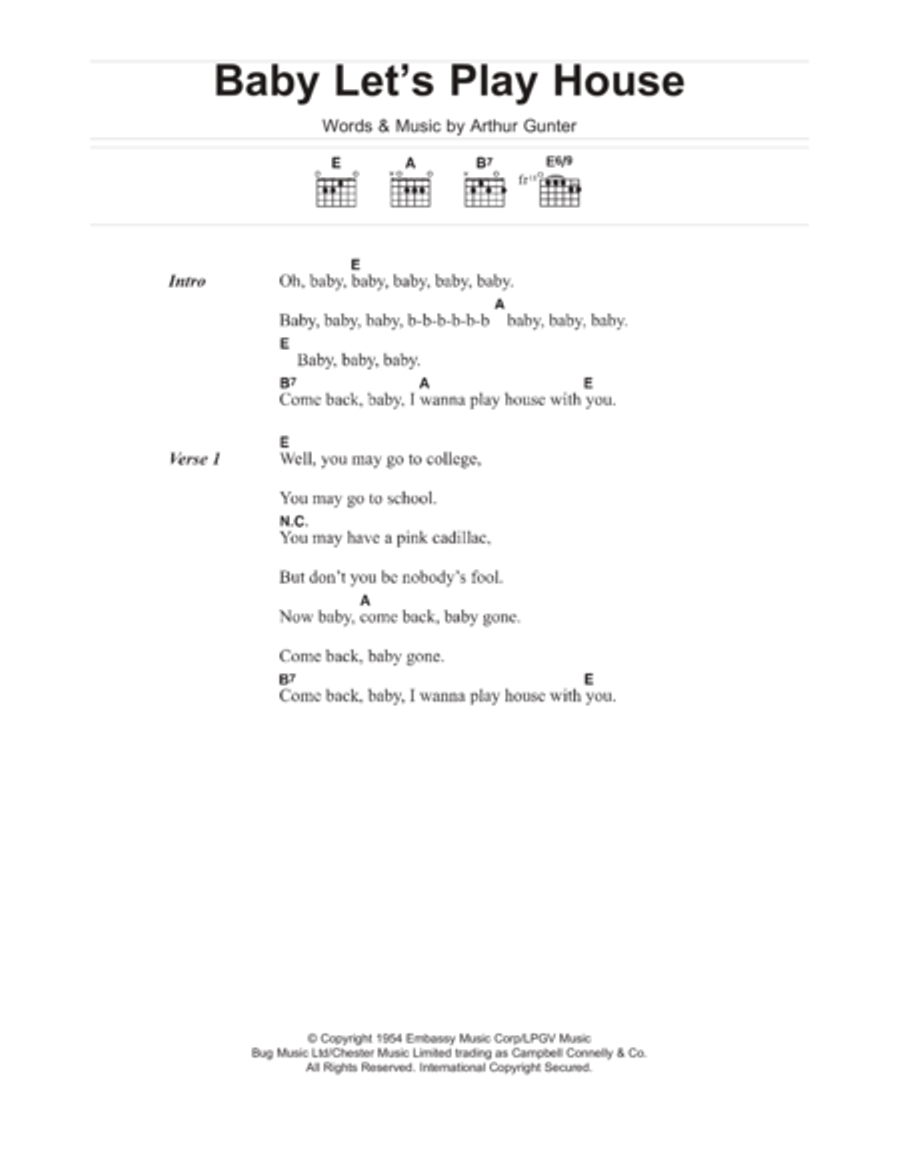 Baby Let's Play House Baby Let's Play House Acoustic Guitar scores gallery preview page 1
