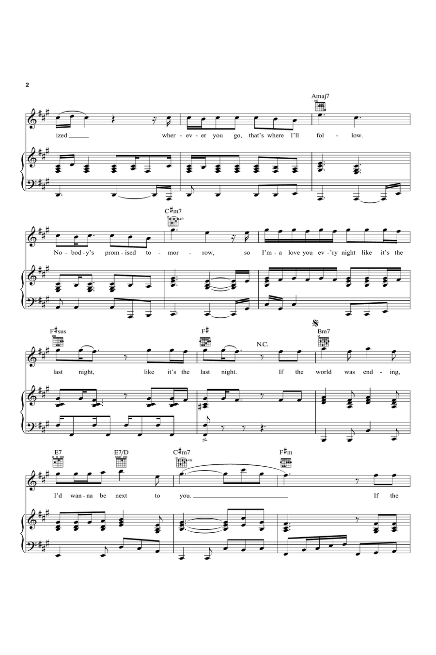 Die With A Smile Piano, Vocal, Guitar scores gallery preview page 2