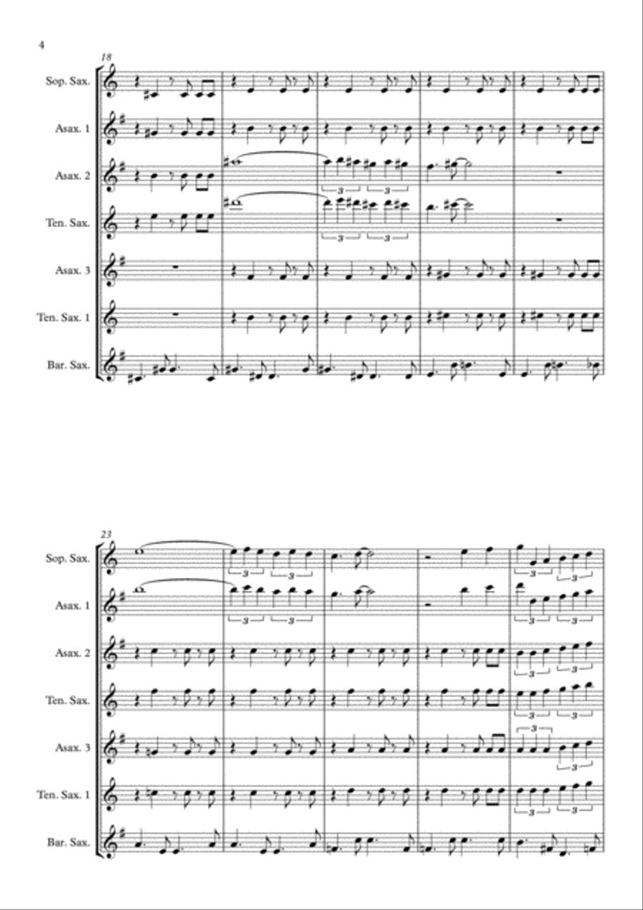 The Girl From Ipanema (Garota De Ipanema) Saxophone Quintet scores gallery preview page 4