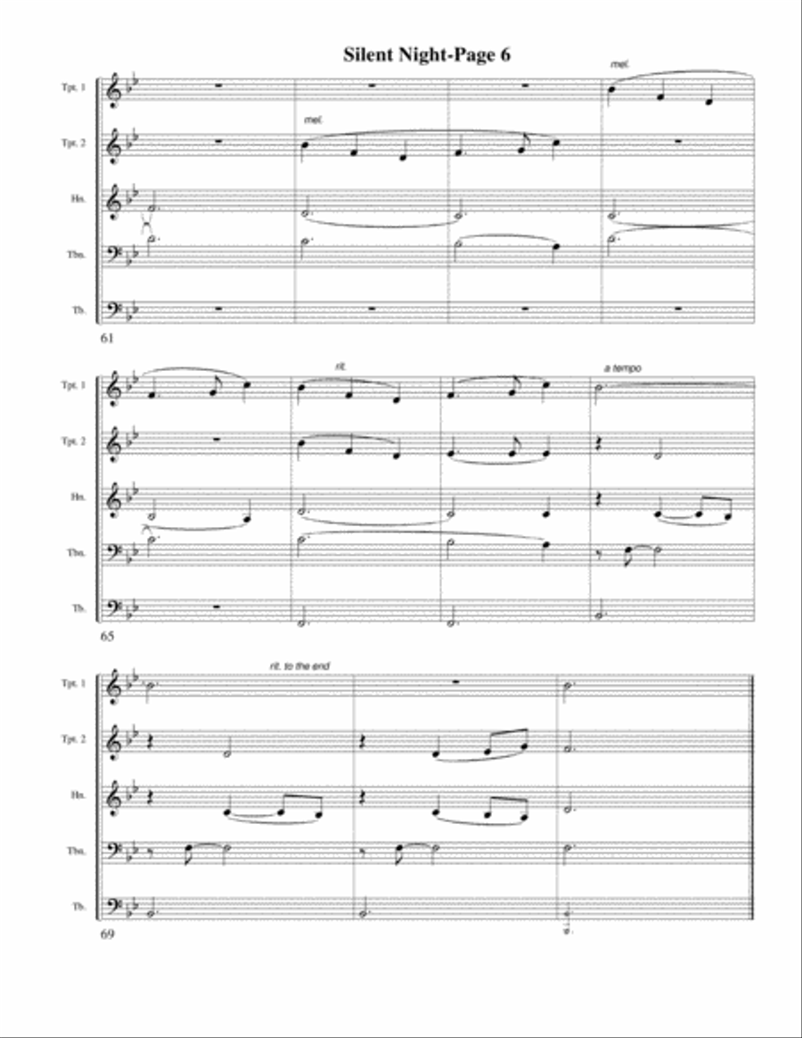 Silent Night for Brass Quintet Brass Quintet scores gallery preview page 6