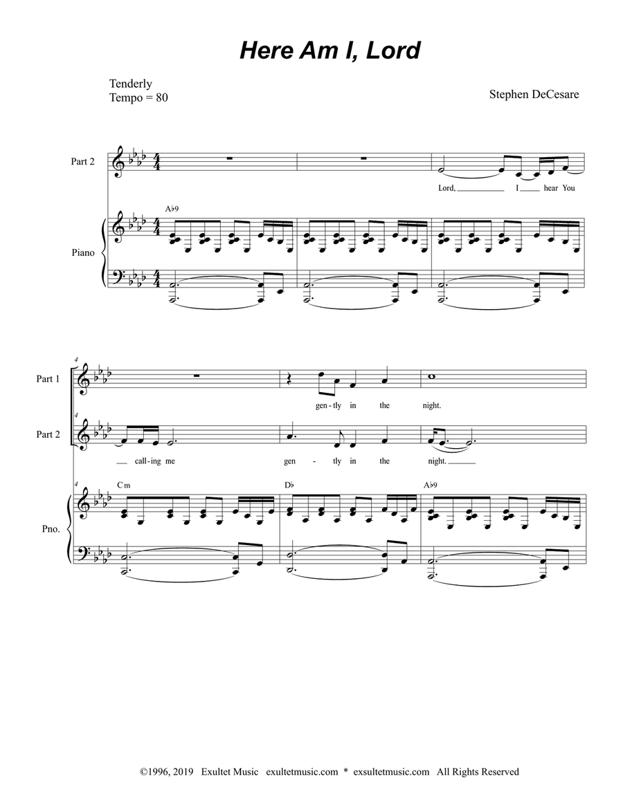 Here Am I, Lord (2-part choir) 2-Part scores gallery preview page 1